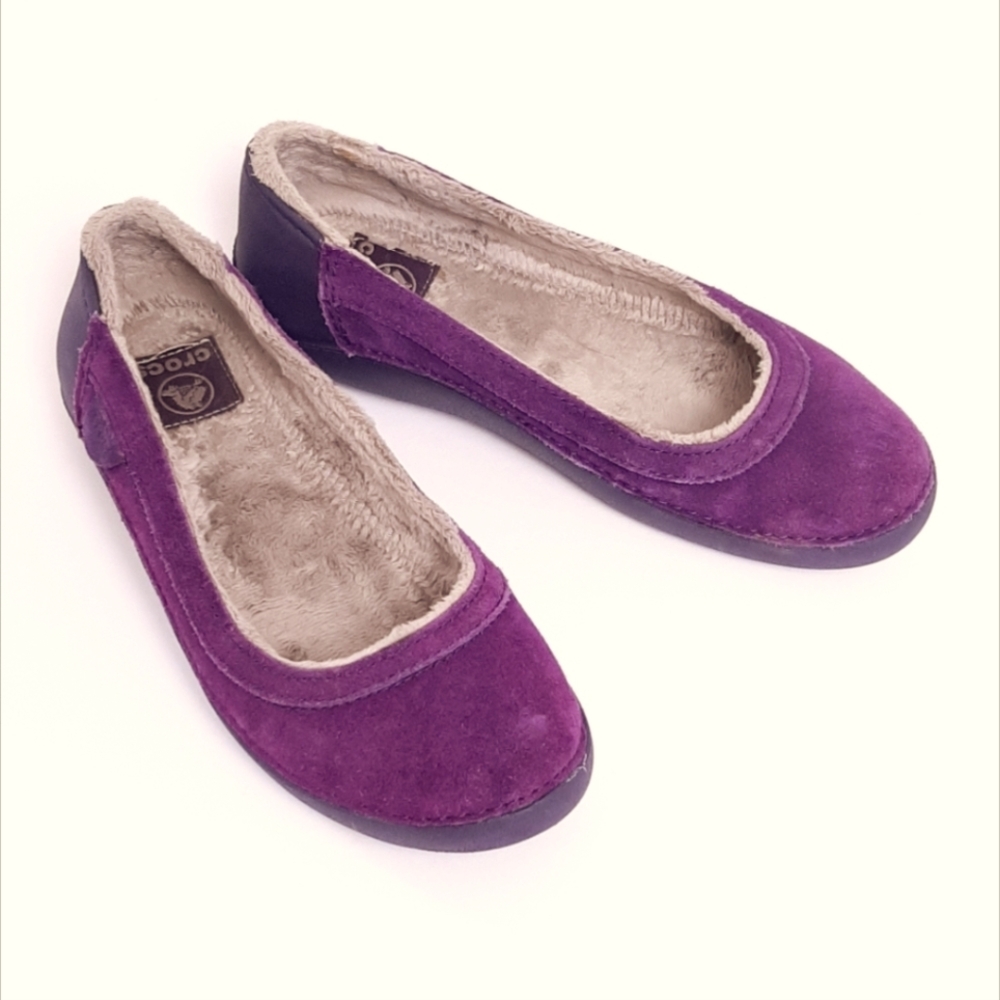 Crocs 7 Suede Faux Fur Lined Berryessa Ballet Flats